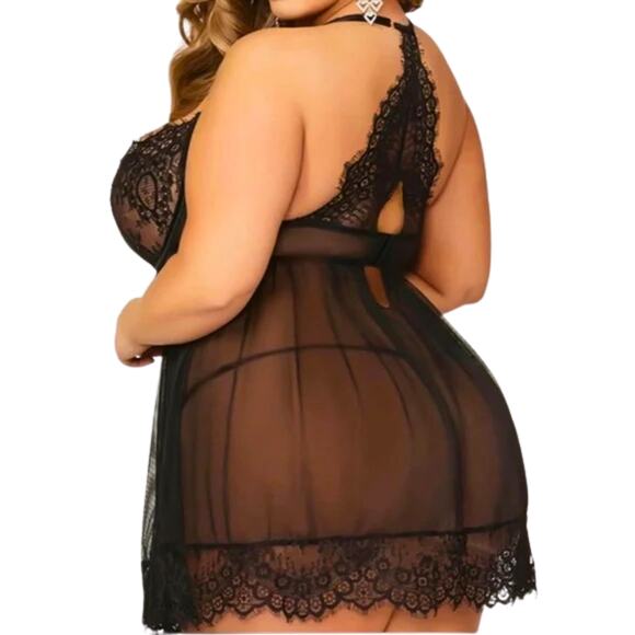 XL Lingerie Floral Lace Lingerie Set black 2 piece Sz 14 - Picture 5 of 7